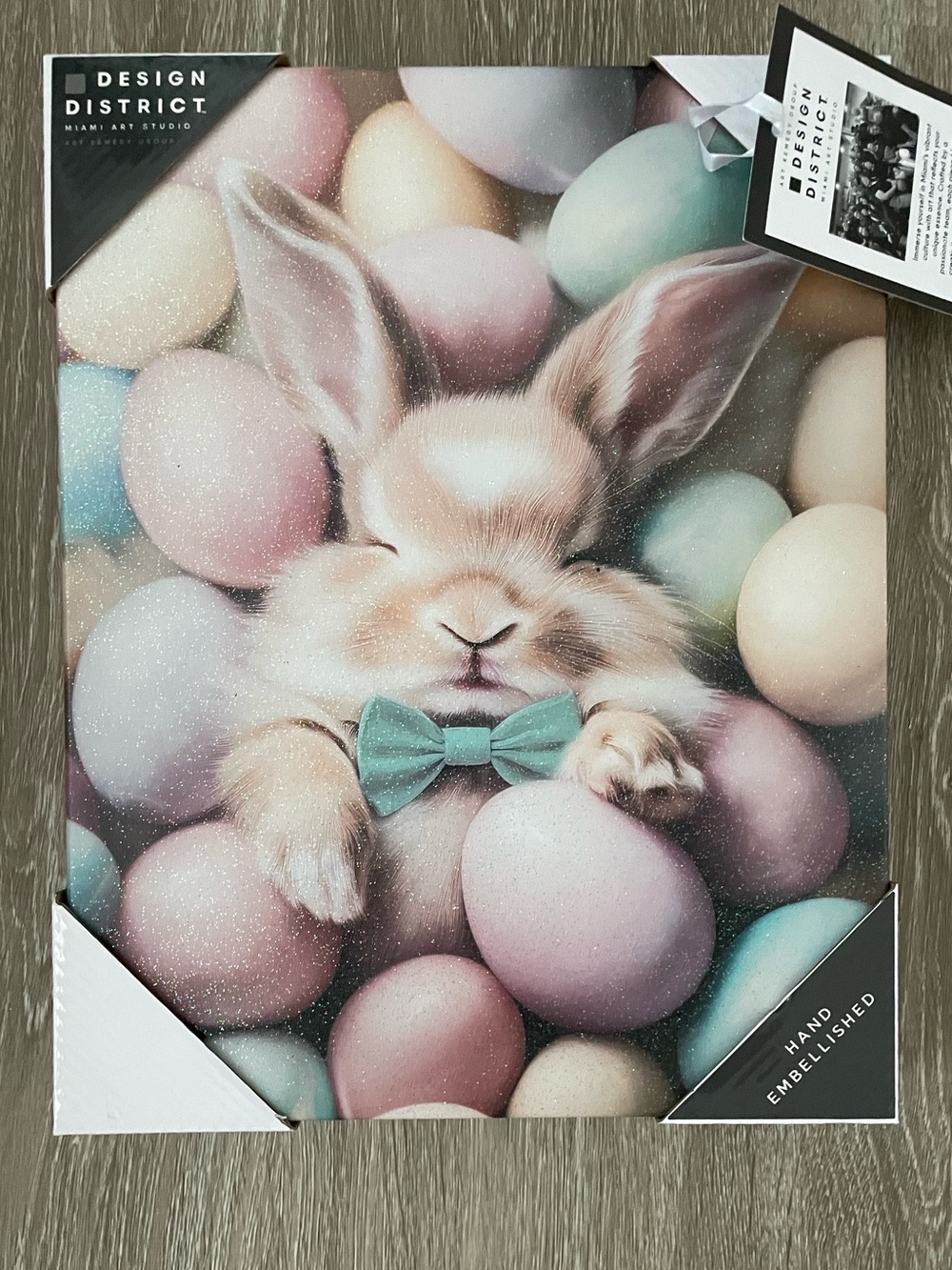 NWT Design District Bunny Art Print with Pastel Eggs 14X11”